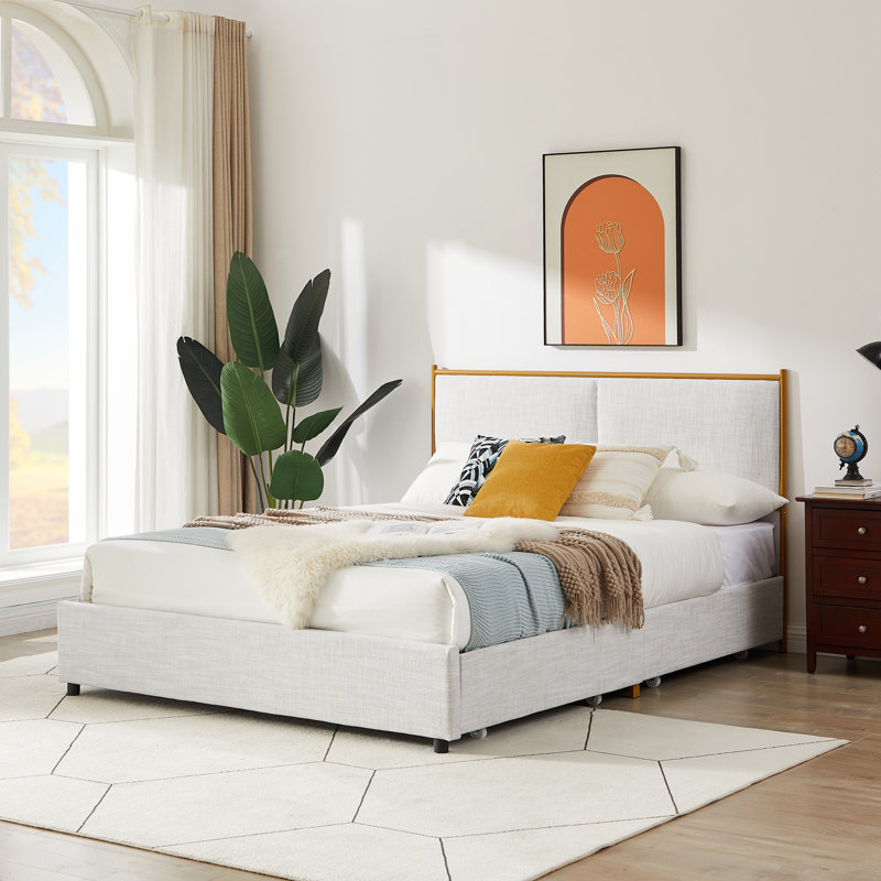 Lit plateforme avec rangement Hiers, Gris, Grand