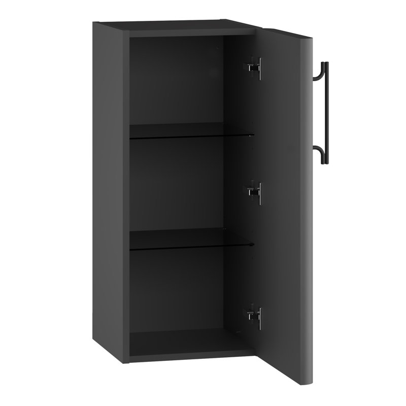 Ashauria Bathroom Cabinet, Right, Onyx Grey Suedette Matt/Black