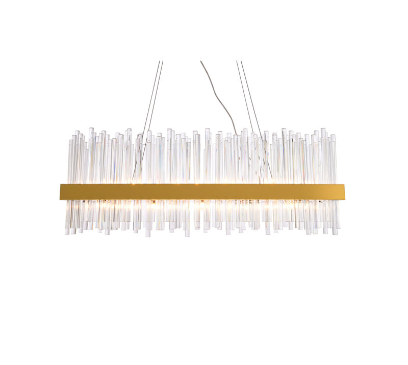 Dalton - Light Unique Drum Chandelier, Gold, 14" H x 12" W x 36" D, 20 Lights