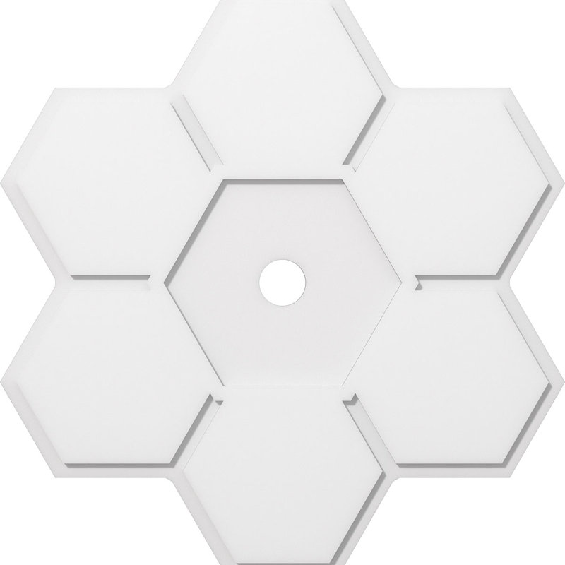 Diamètre intérieur de médaillon contemporain en PVC de 3 po de style architectural Daisy, H 38 po x l 38 po x P 1 po