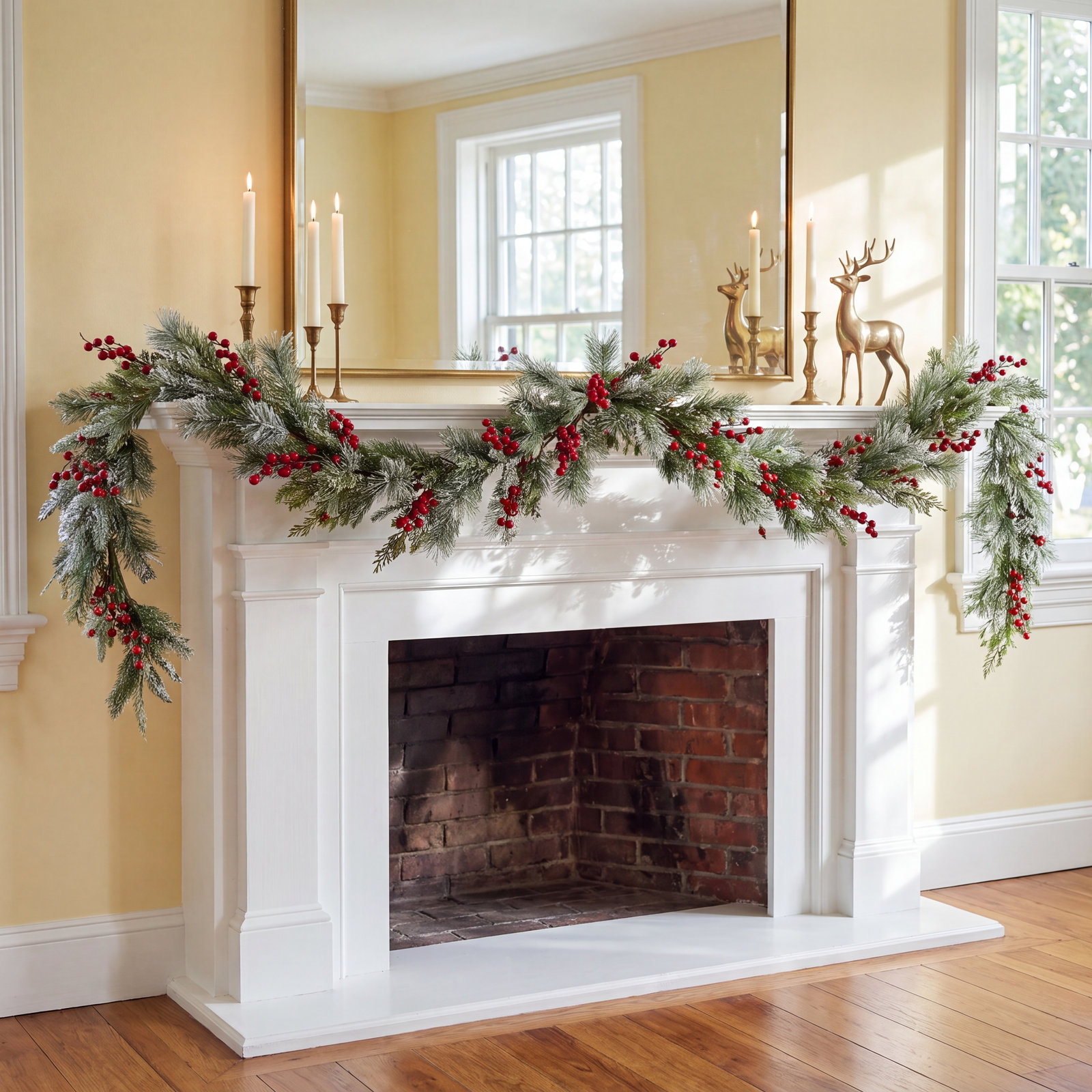 60" Frosted Pine Berry Garland