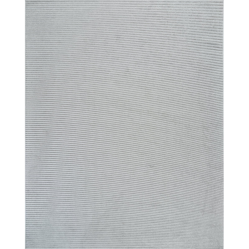 Rug Branch Solena 8' x 10' (7'10" x 10') Grey/Beige Striped Indoor Area Rug, Contemporary, Low Pile, Stain-Resistant Carpet - Living Room, Bedroom, Dining Room, and Kitchen