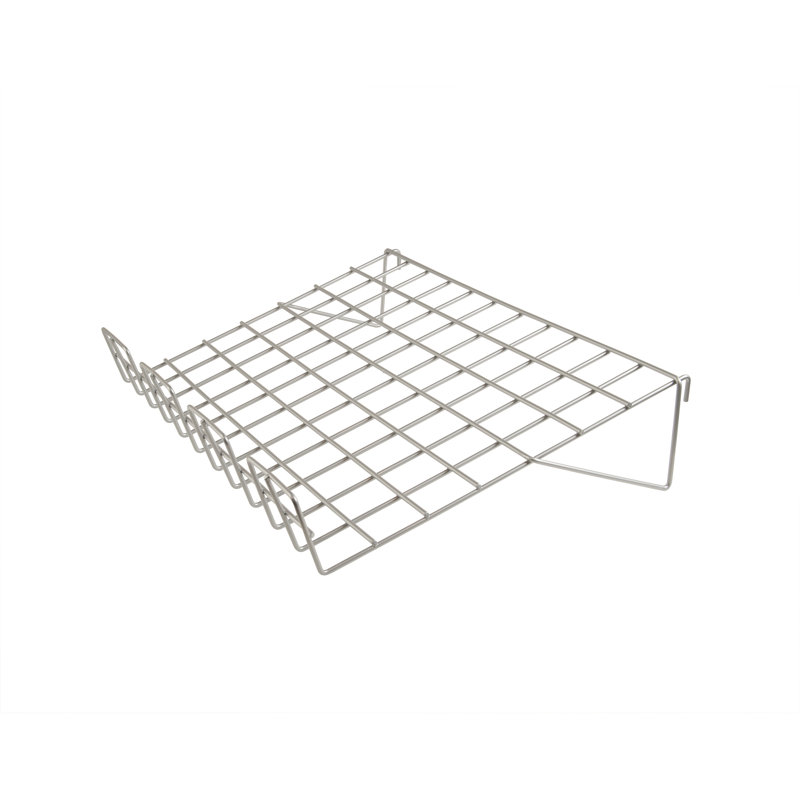 1" H x 23" W Sloping Wire Shelf with Front Lip for Grid Panel, Chrome