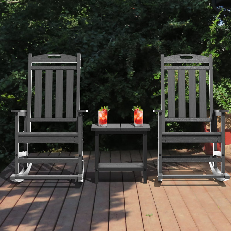 Ensemble de 2 chaises berçantes d'extérieur Hdpe, Gris