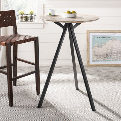Esmond Round Solid Wood Top Metal Base Dining Table