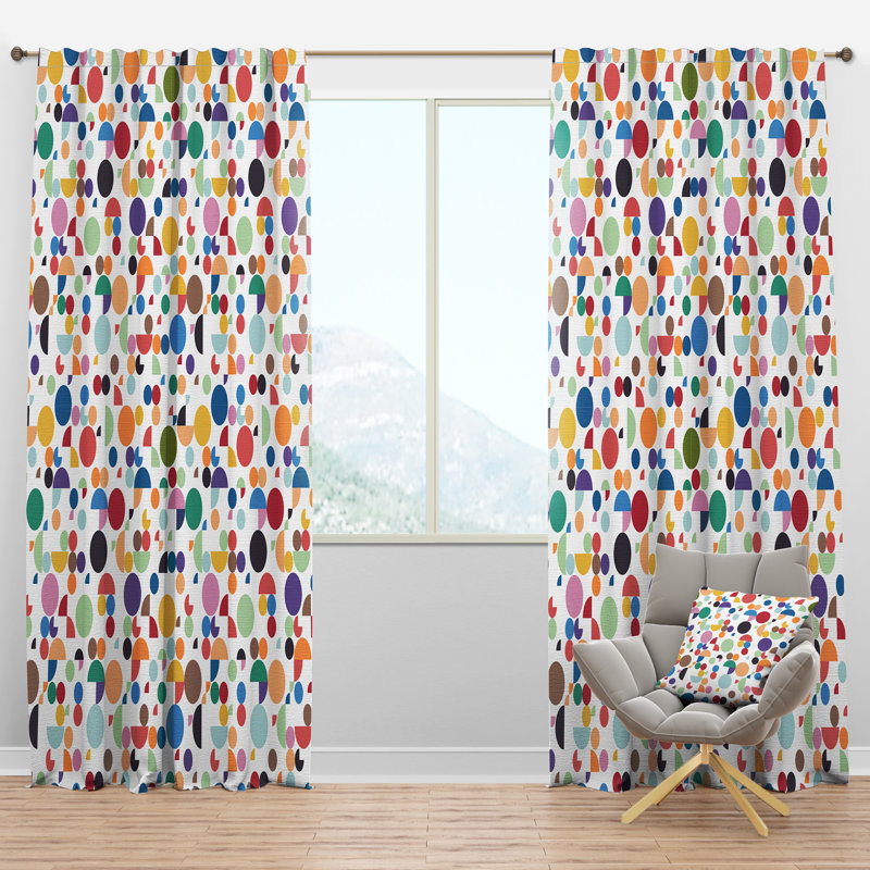 Panneau de rideau simple semi-transparent rétro Mid-Century, l 52 po x L 120 po