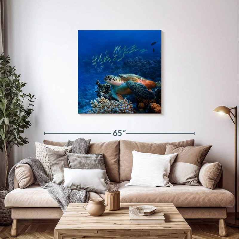 Brampt Corals And Turtle, 36'' H x 36'' W