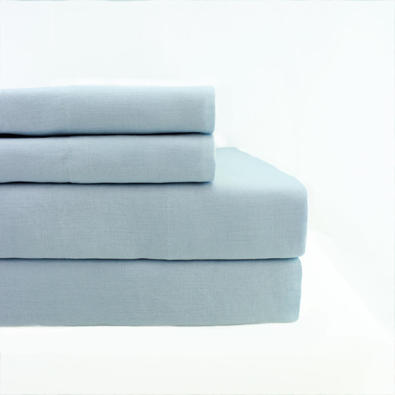 Brima 100% Linen - Set of 2, King, Light Gray Blue