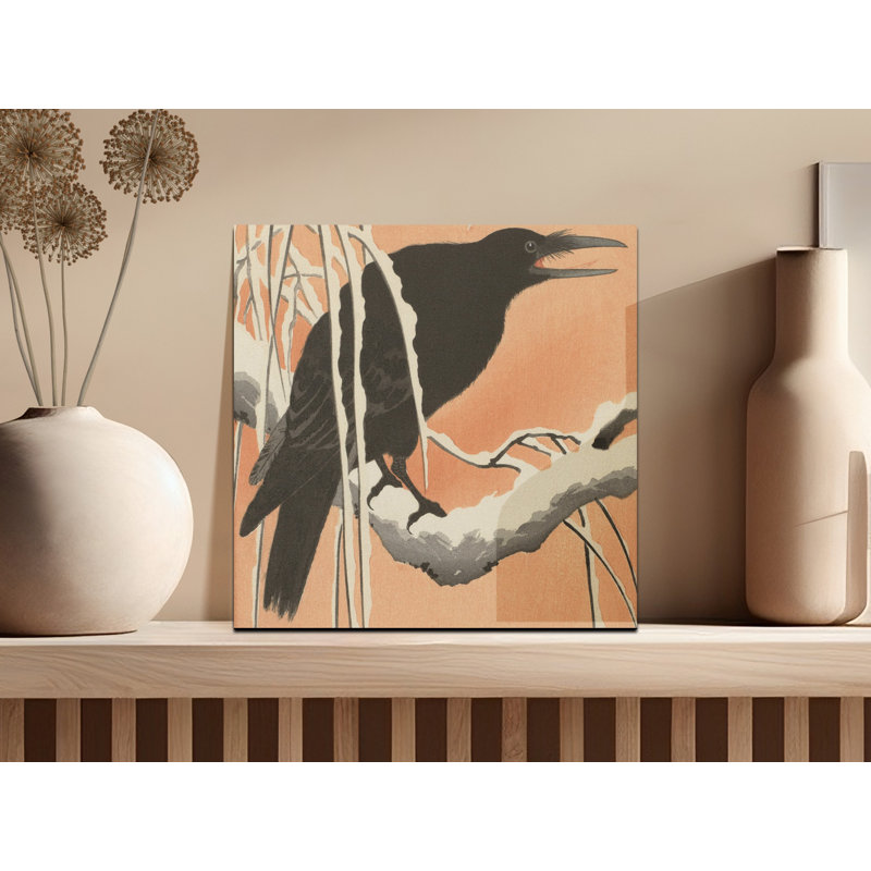 Crow Wall Art, Japanese Artwork, Bird Print, Winter Scene, Canvas Wall Art, Multiple Sizes, Flying Bird Print, Home Decor