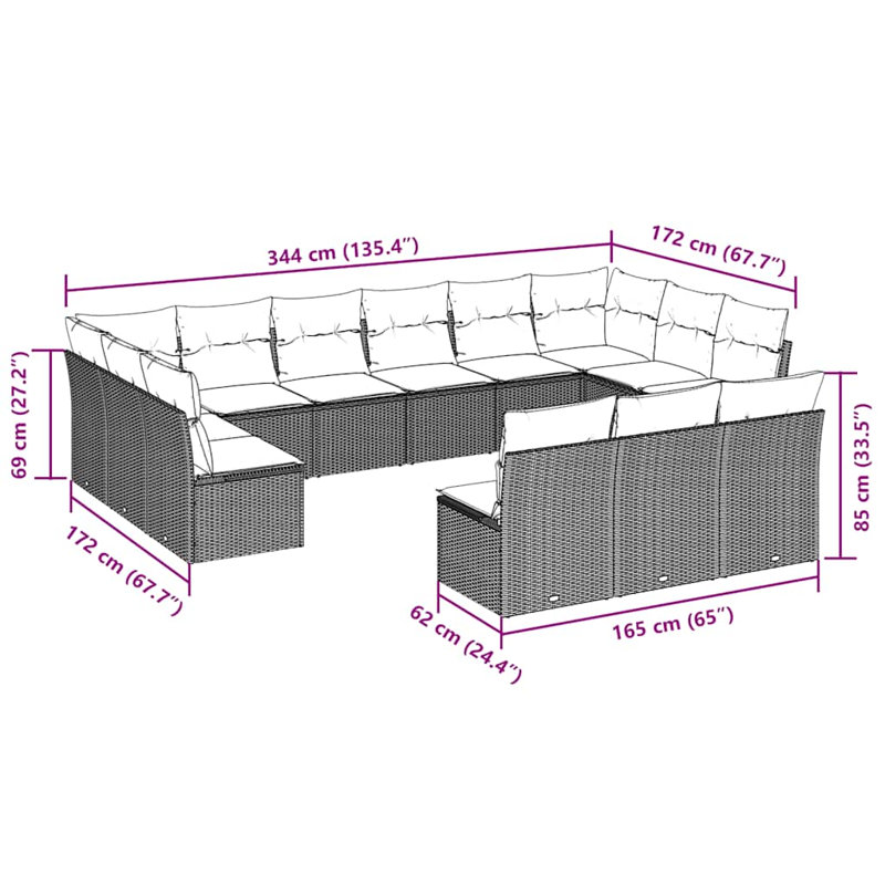 Ensemble de canapé de jardin Vidaxl