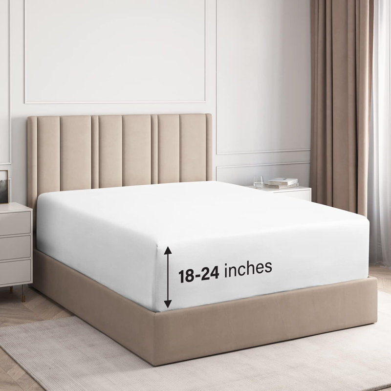 Queen White Cotton Polyester Deep Pocket Fitted Sheet