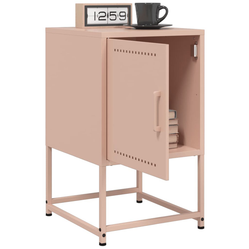 Aujah 36cm W Steel Bedside Table, Pink