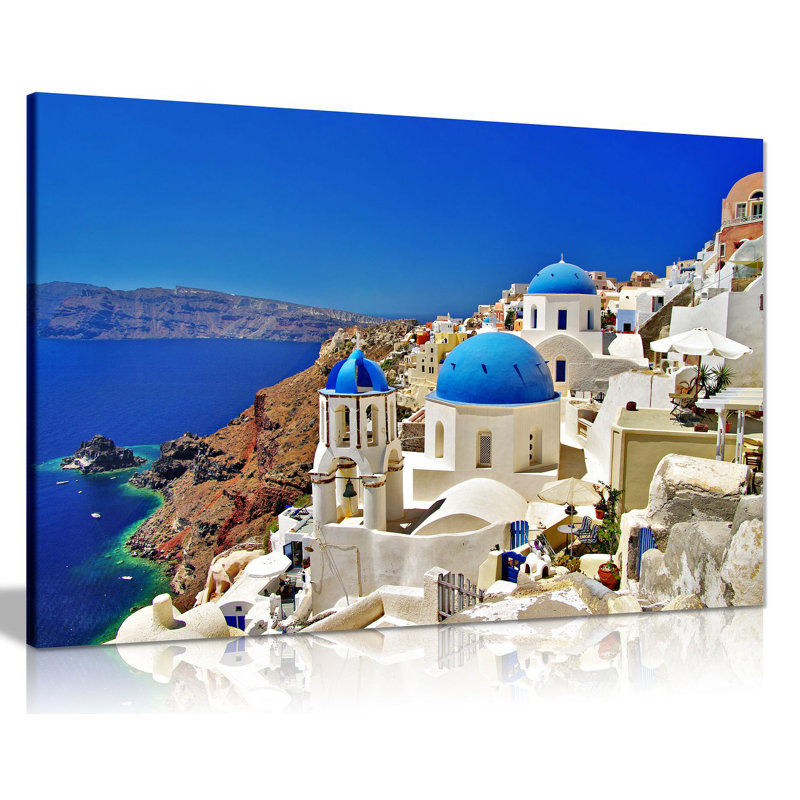 Santorini Greek Islands - Wrapped Canvas Print, 31cm H x 46cm W