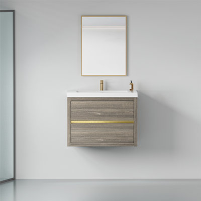 Meuble-lavabo de salle de bain mural contemporain avec lavabo, armoire de rangement flottante avec tiroir à fermeture en douceur Contemporary