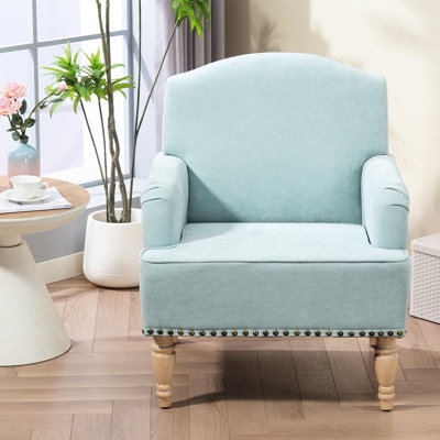 Bedroom Armchair With Wooden Frame And Soft Fabric - Sage Comfy Upholstered For Living Room