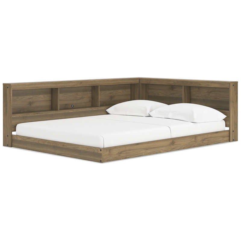 Karnova Platform Bed with Bookcase, Brown, Full