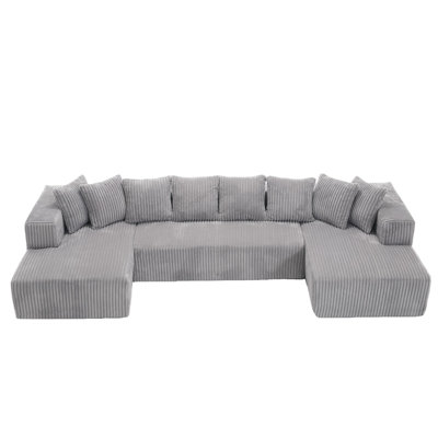 Modern Modular Oversized U-Shaped Sectional Sofa With 8 Pillows