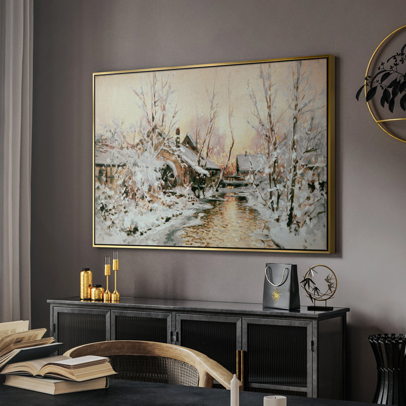 "Vintage Landscape - cmxx" sur toile, Toile avec cadre flottant or, H 25 po x l 37 po x P 2 po