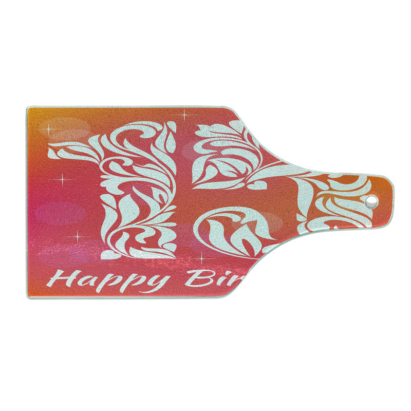 Pink and Orange Floral Tempered Glass Cutting Board