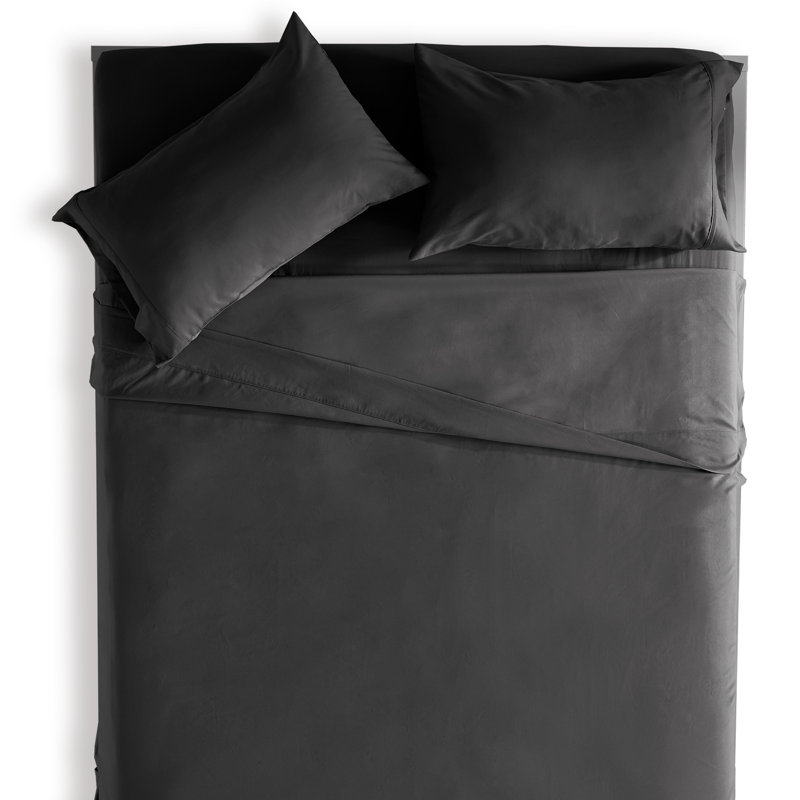 Ensemble de draps très profond en microfibre percale, Ensemble de draps pour lit simple + drap-housse et, Noir
