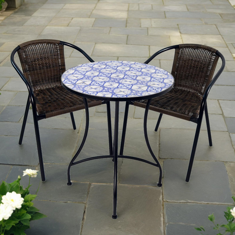 NASSAU BISTRO 60cm Mosaic Table with San Remo Chair Garden Set