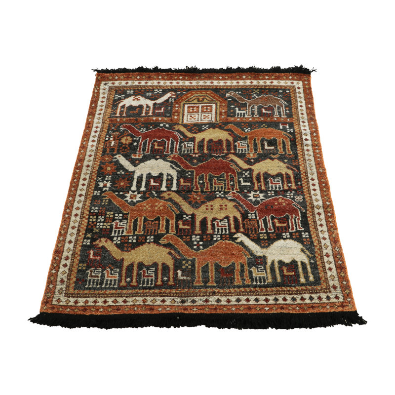 Burano Hand Knotted Wool Animal Print Area Rug, Rectangle 6' x 9'