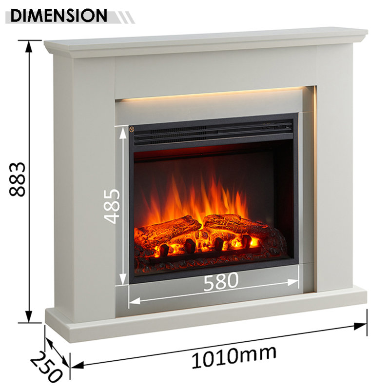 FLAMME 40" Freestanding Electric Fireplace Surround, Mardella, Grey