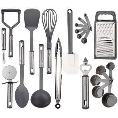Lux Decor Collection 23-Piece Nylon and Stainless-Steel Kitchen Utensil Set – Non-Stick Heat Resistant Cooking Utensil Set – Multipurpose Kitchen Gadgets
