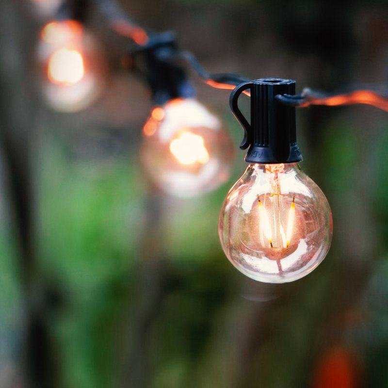 Ambience Pro 26 ft. Plug-In Outdoor Patio LED String Lights with 12 Soft White G40 Globe Bulbs, Black Cord, Weatherproof