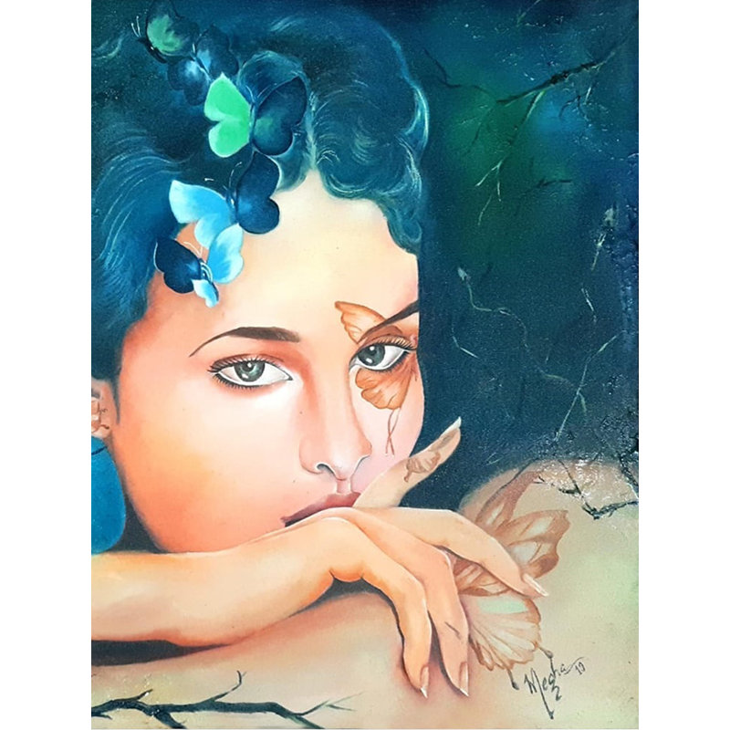 Belle dame avec la nature | Huile sur toile | Par Megha Chakraborty