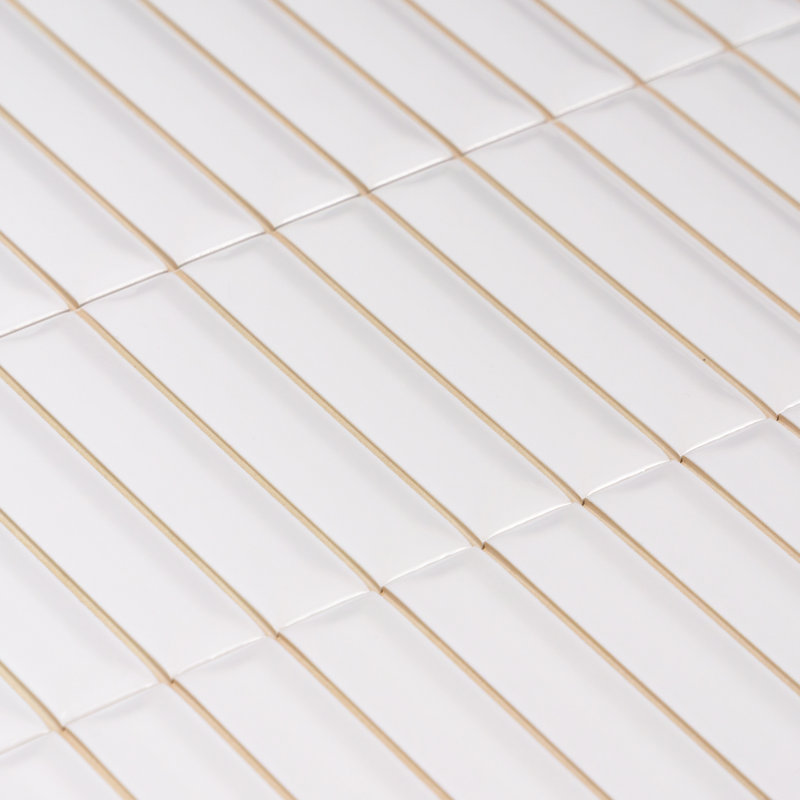 Hashi 4" x 12" Kit Kat Fluted Glossy Wall Tile, White