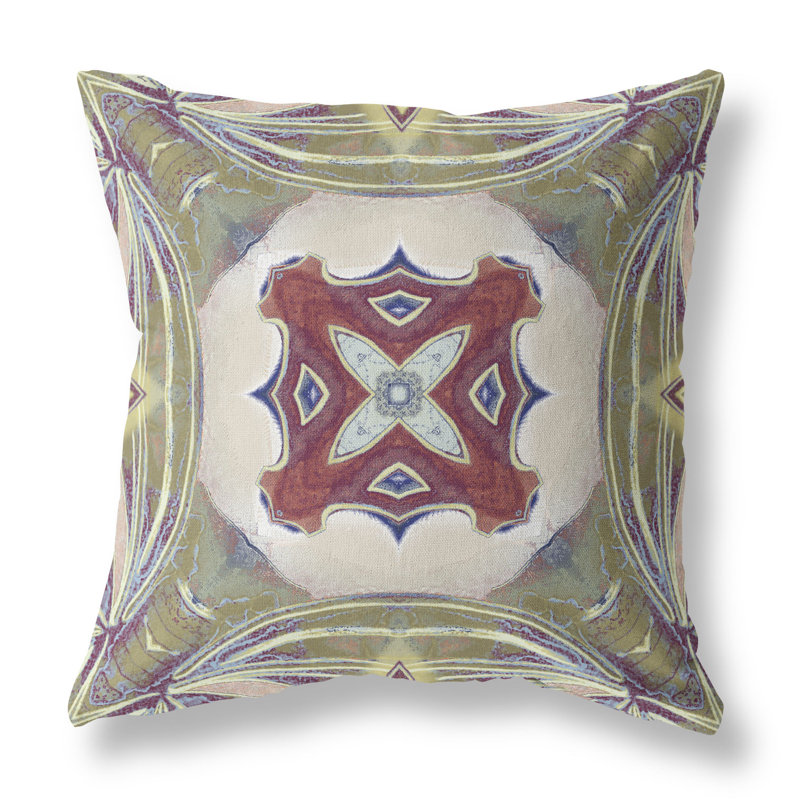 Coussin intérieur pastel zippé Pastel, 18" x 18", Vert pâle / crème / magenta, Faux suède