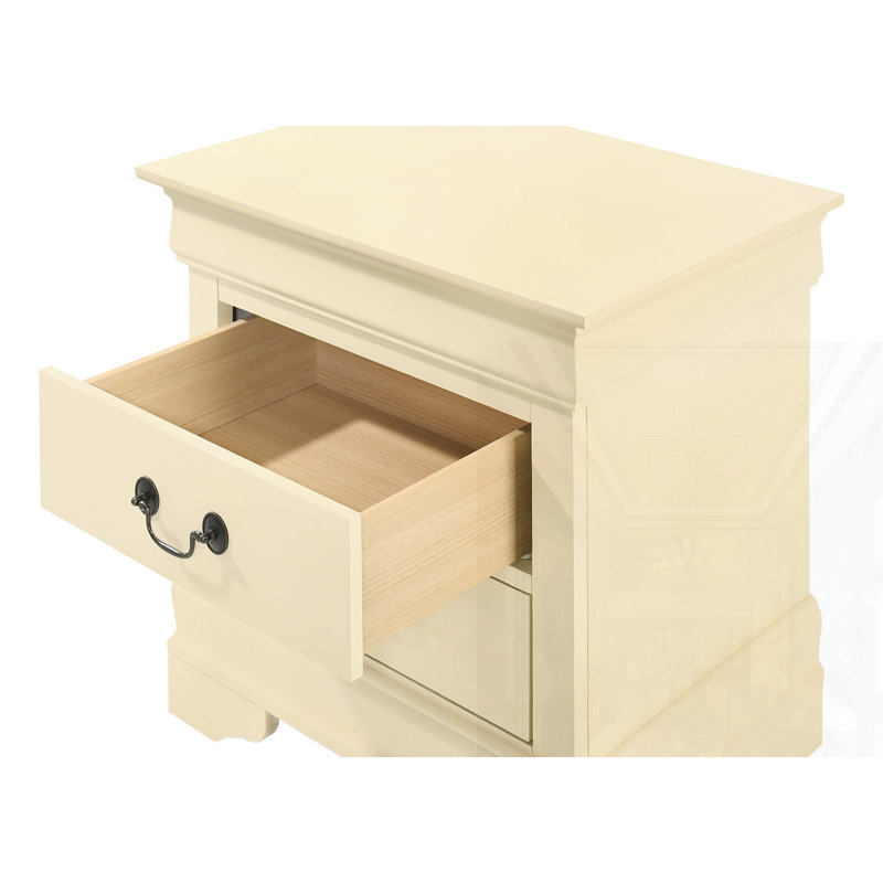 Table de chevet classique avec tiroirs, Beige