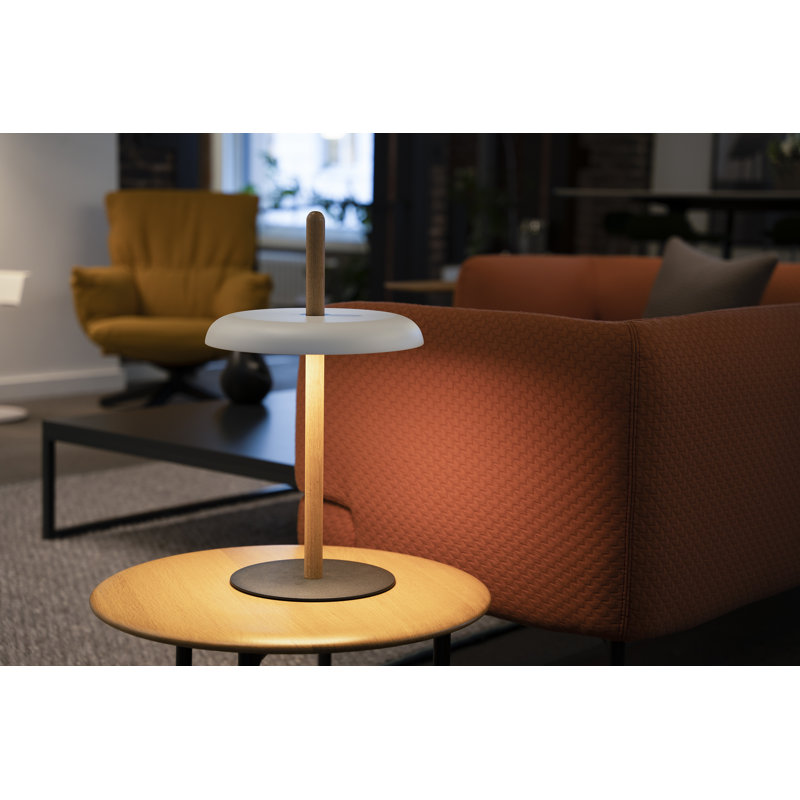 Nivél Table Lamp, White Oak, White