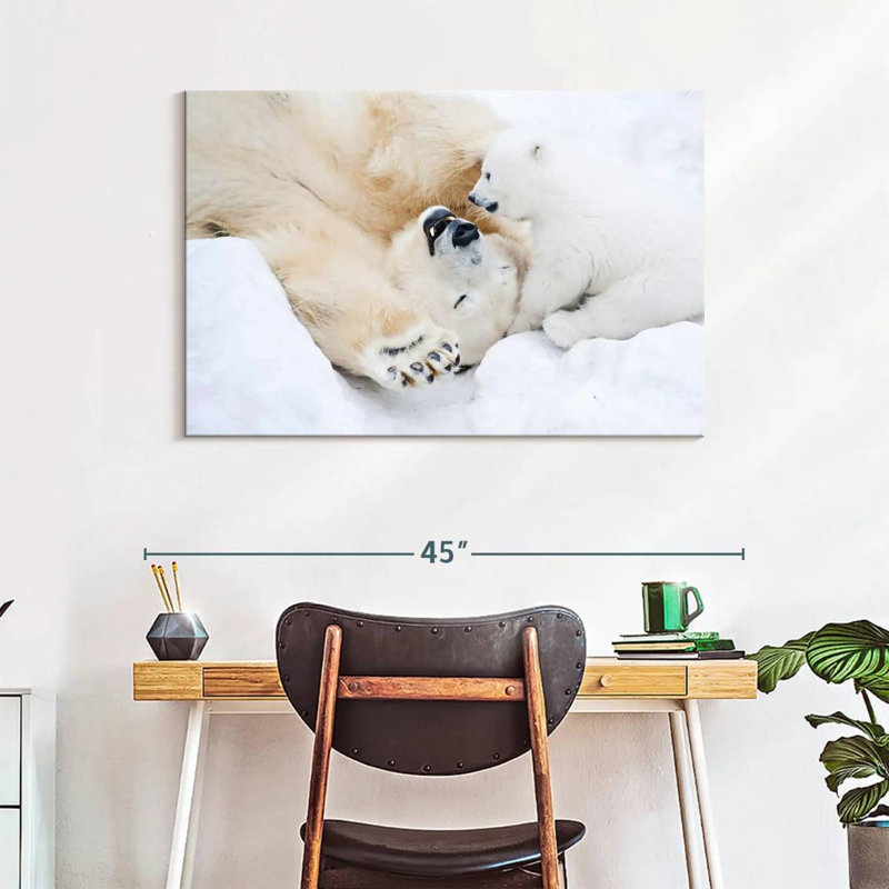 Brampt Polar Bear With Her Cub, 26" H x 39" W