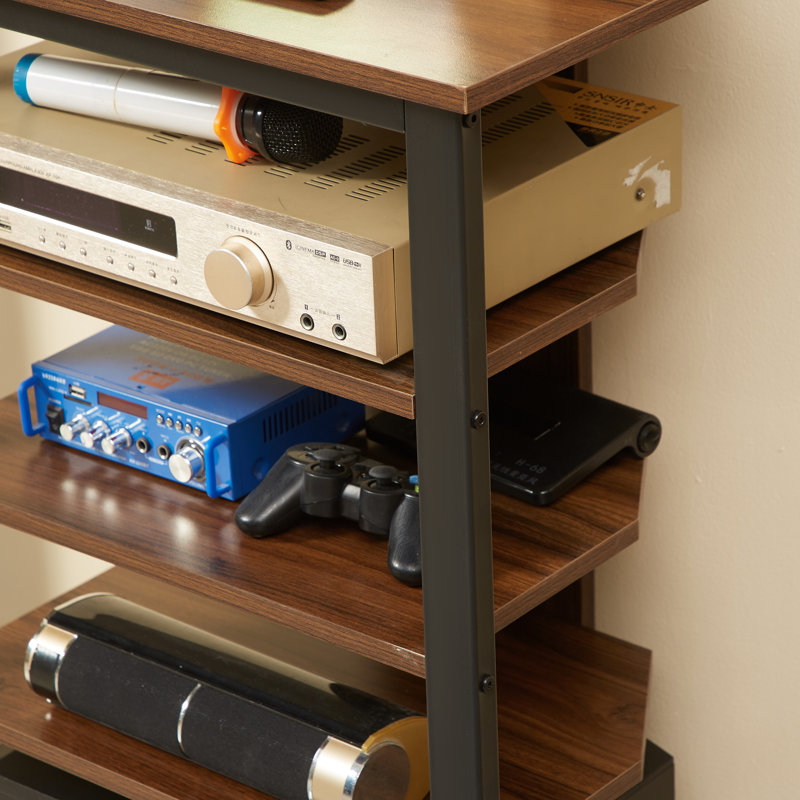 Corner TV Stand And AV Media Tower With Storage Shelves And Steel Frame For Living Room Entertainment Center | Gift Idea