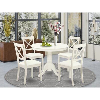 Steadman 5 - Piece Counter Height Rubberwood Solid Wood Dining Set -  Charlton Home®, 9AABA49B00514680A82E3B194395184E