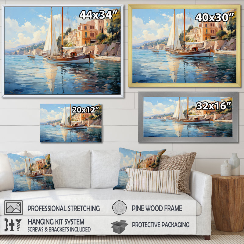 «Deltha French Sailing in Province», reproduction sur toile, H 12 po x l 20 po, Cadre flottant noir