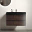 Meuble-lavabo en noyer de 36 po avec lavabo noir Alice, flottant fixé au mur, pré-assemblé