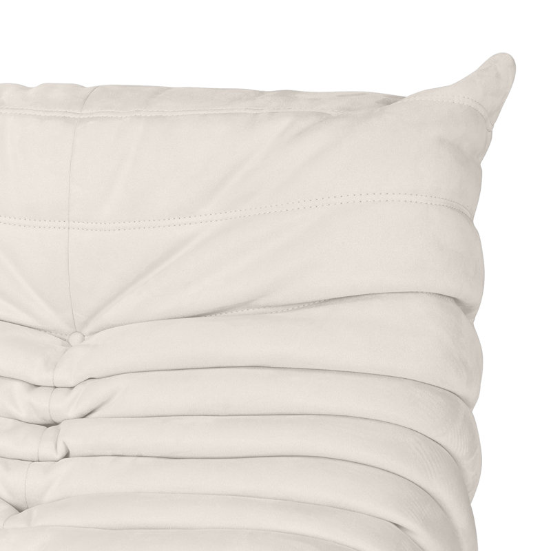 Armless 3-Seat Togo Three Seater Large Bean Bag Sofa, Beige Polyester, 29.13" H x 34.25" W x40.1" D