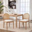 Ensemble de 2 chaises d'appoint avec dossier en rotin, siège en peluche rembourré, pieds en bois massif, beige chaud