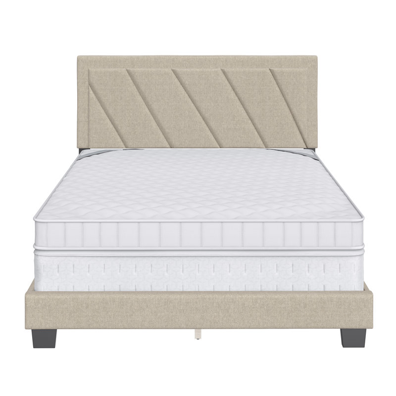 Lit plateforme tapissier Savona, Double, Blanc