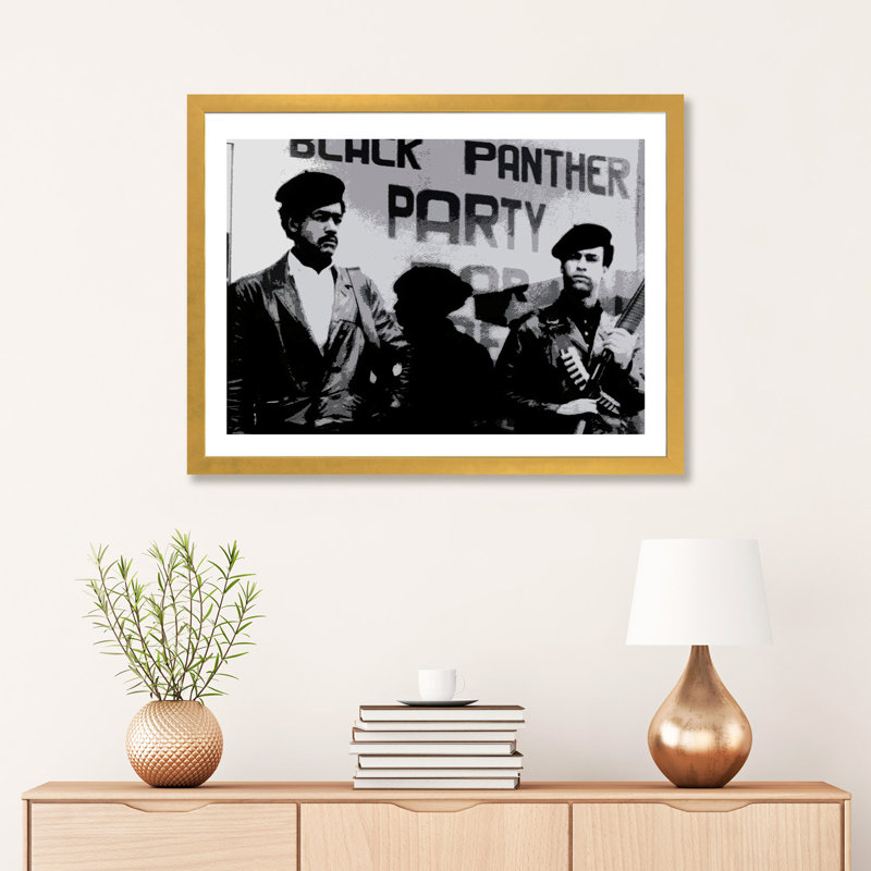 Black Panther Party - impression d'art graphique, Papier encadré doré, H 24 po x l 32 po x P 1 po