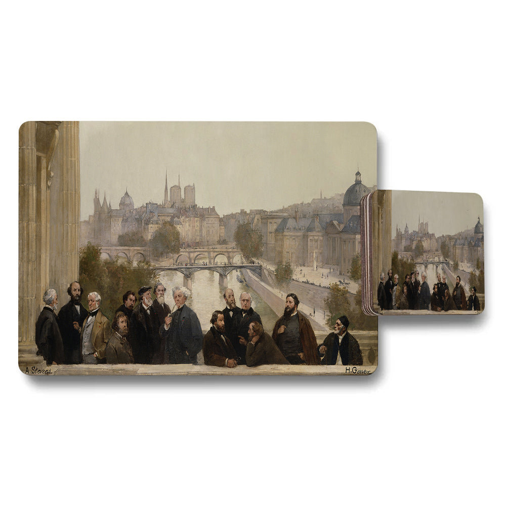 Historic Cityscape Placemats And Coasters Set With River View