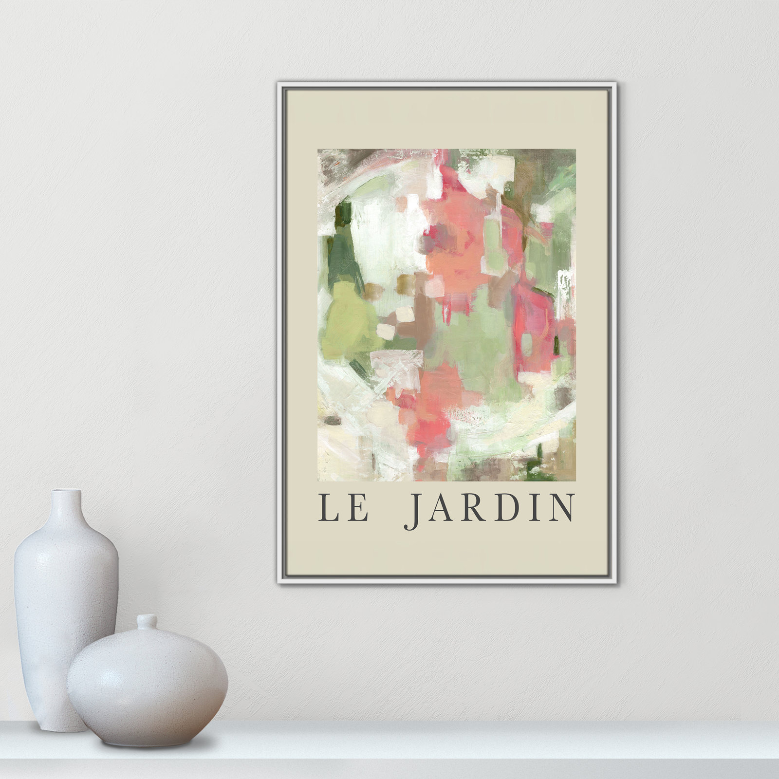 Botanical Poster Collection " Le Jardin " by Carol Robinson, No, 37.5" H x 25.5" W x 2" D, White Floater Frame