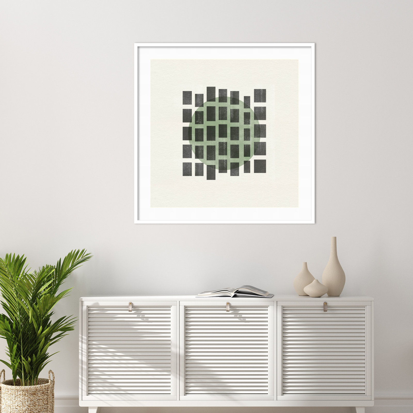 Leia "Minimalist Japandi 01" Print, White, 41" H x 41" W