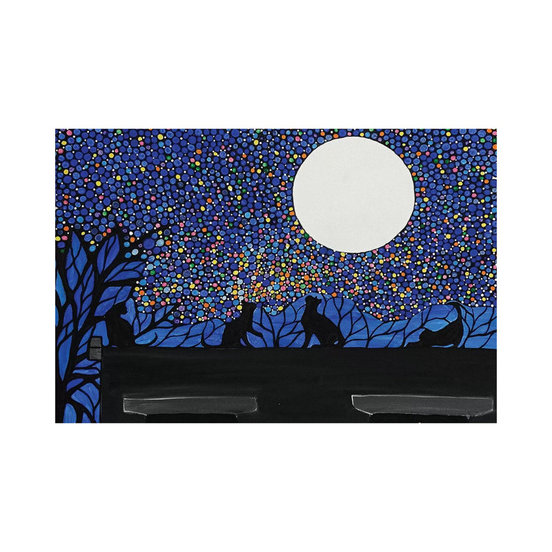 Cats Chasing Fireflies by Rachel Olynuk - Wrapped Canvas Print, 20.32 cm H x 30.48 cm W
