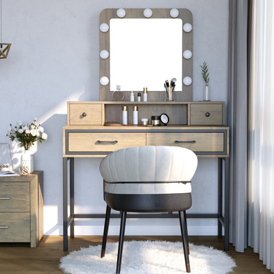 Abdulaleem Vanity Table with Lighted Mirror