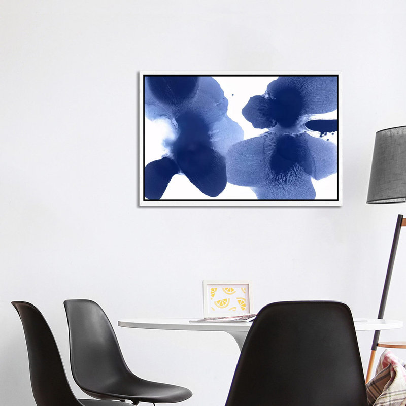 Dynamic Indigo by Hannah Carlson - Print on Canvas, 101.6 cm H x 66.04 cm W, White Framed