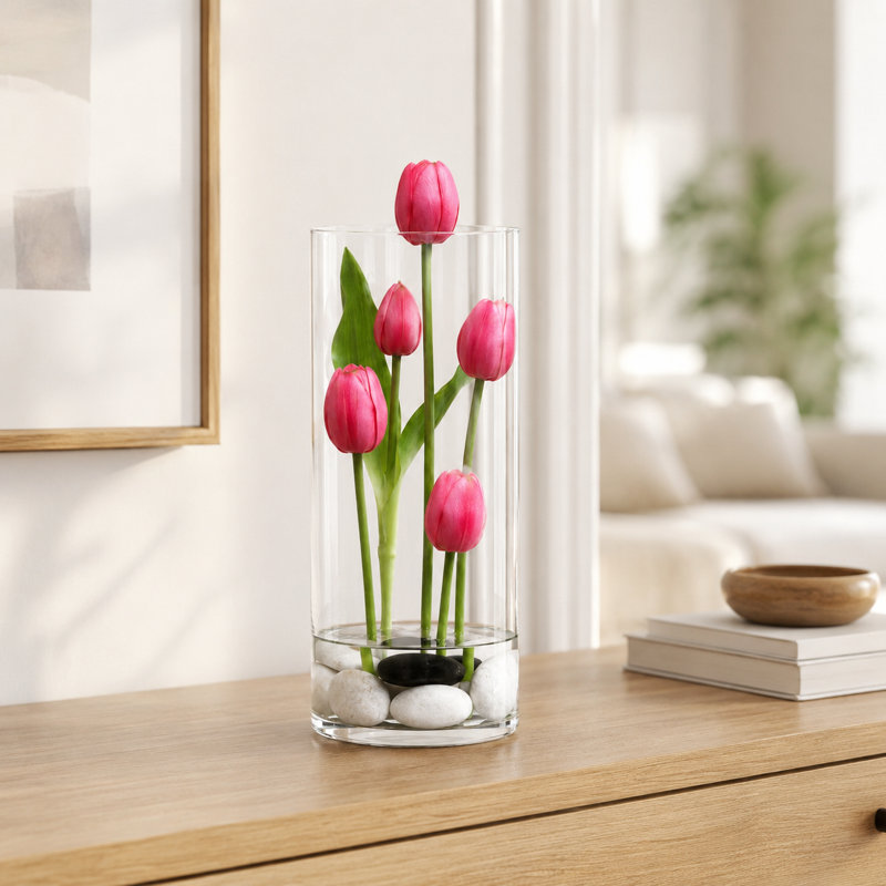 Arrangement de tulipes artificielles dans un vase